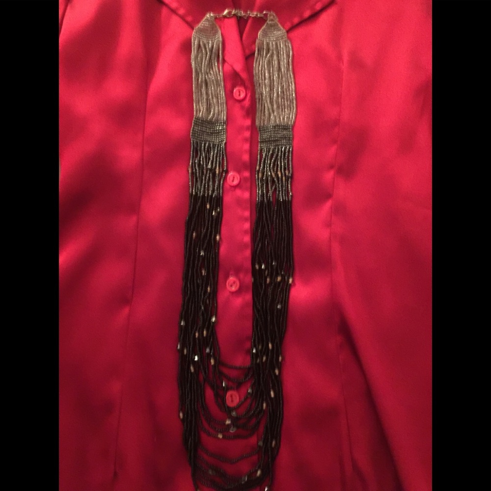 Silver and black beaded necklace